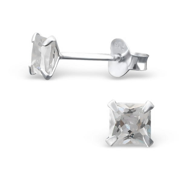 BOUCLES OXYDE ZIRCONIUM BLANC CARRE 5MM