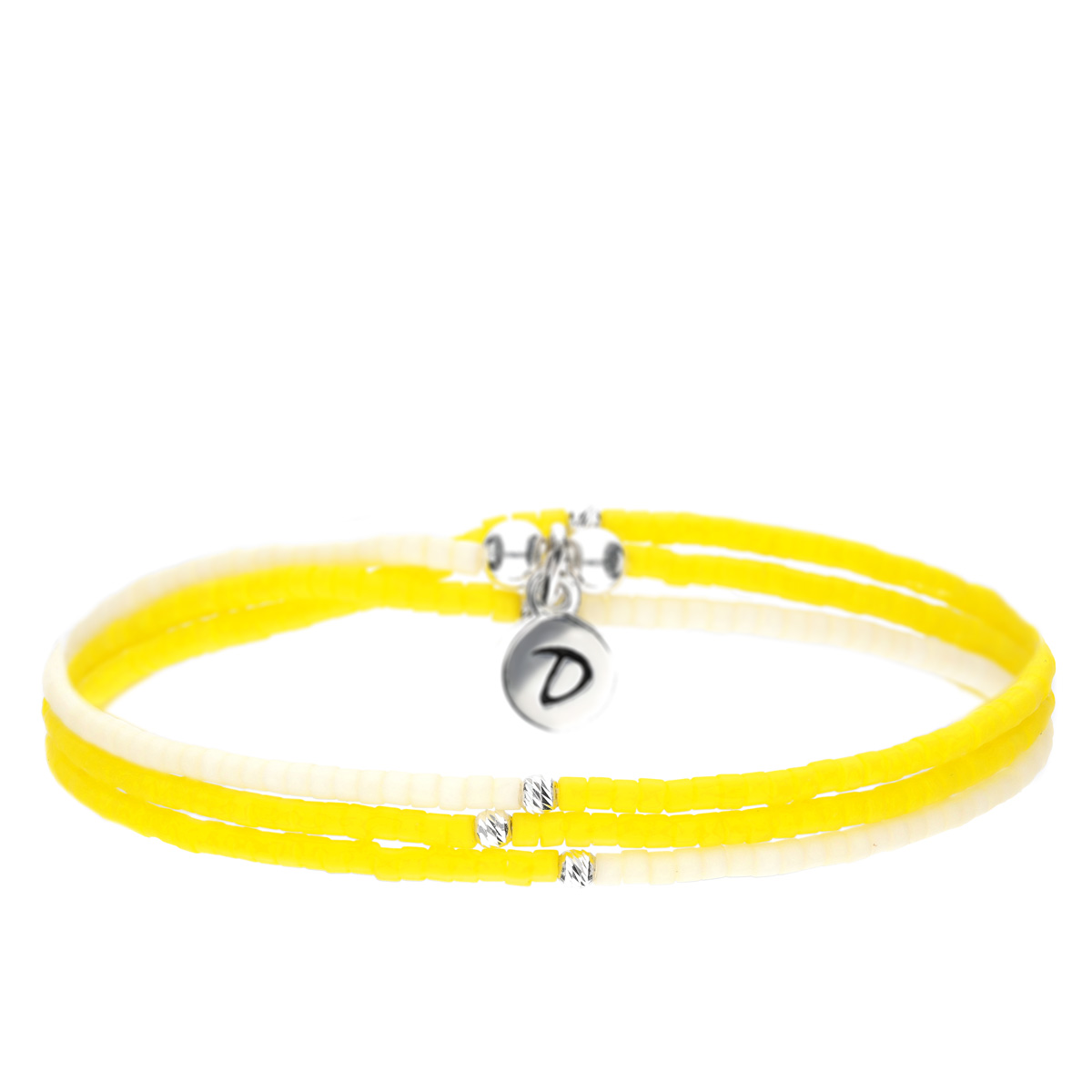 Bracelet élastique fil jaune fluo