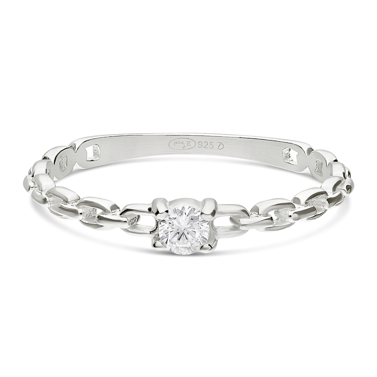 BAGUE FINE CHAÎNE RIGIDE OXYDE CARRÉ 3MM