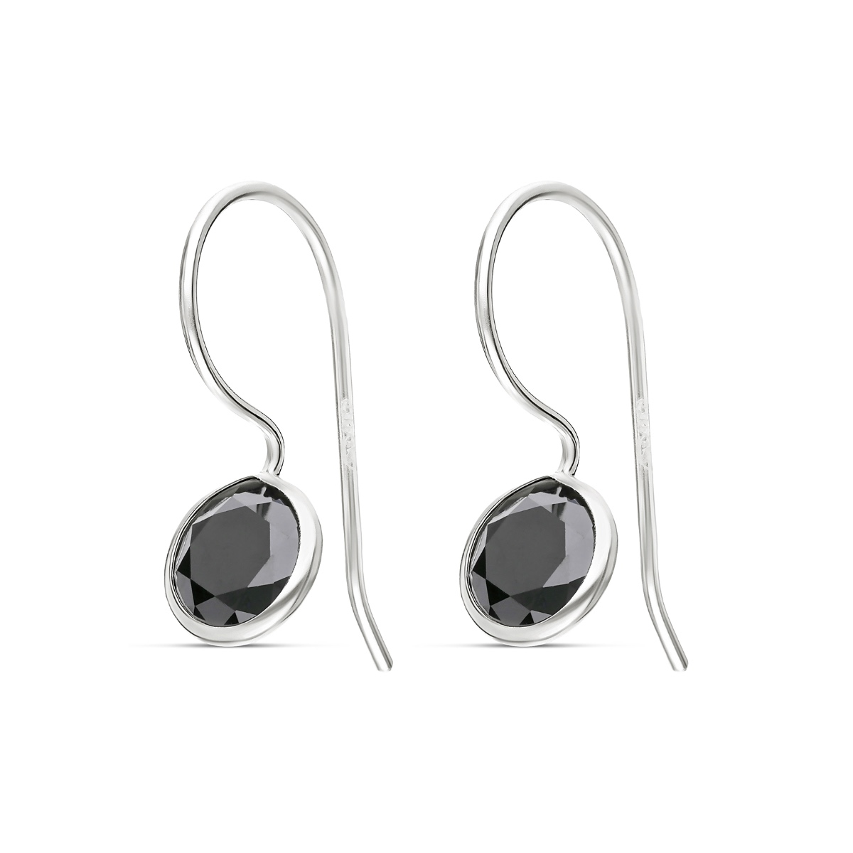 BOUCLES NOIRES CRISTAL 6MM