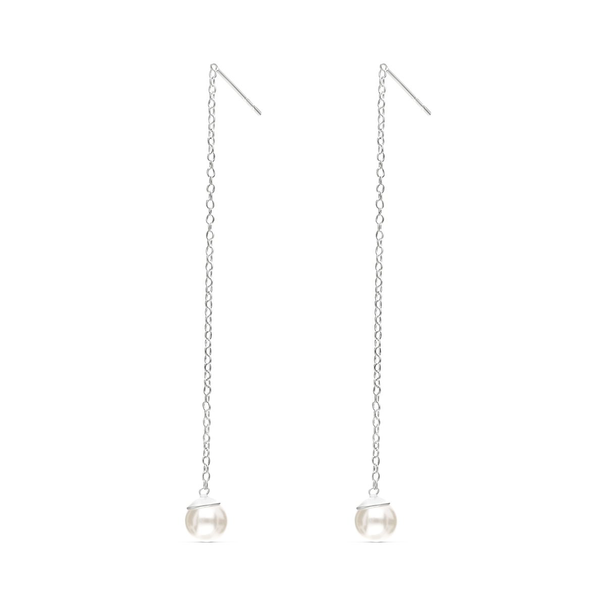 BOUCLES CHAÎNE FINE PERLE NACRÉE 6MM