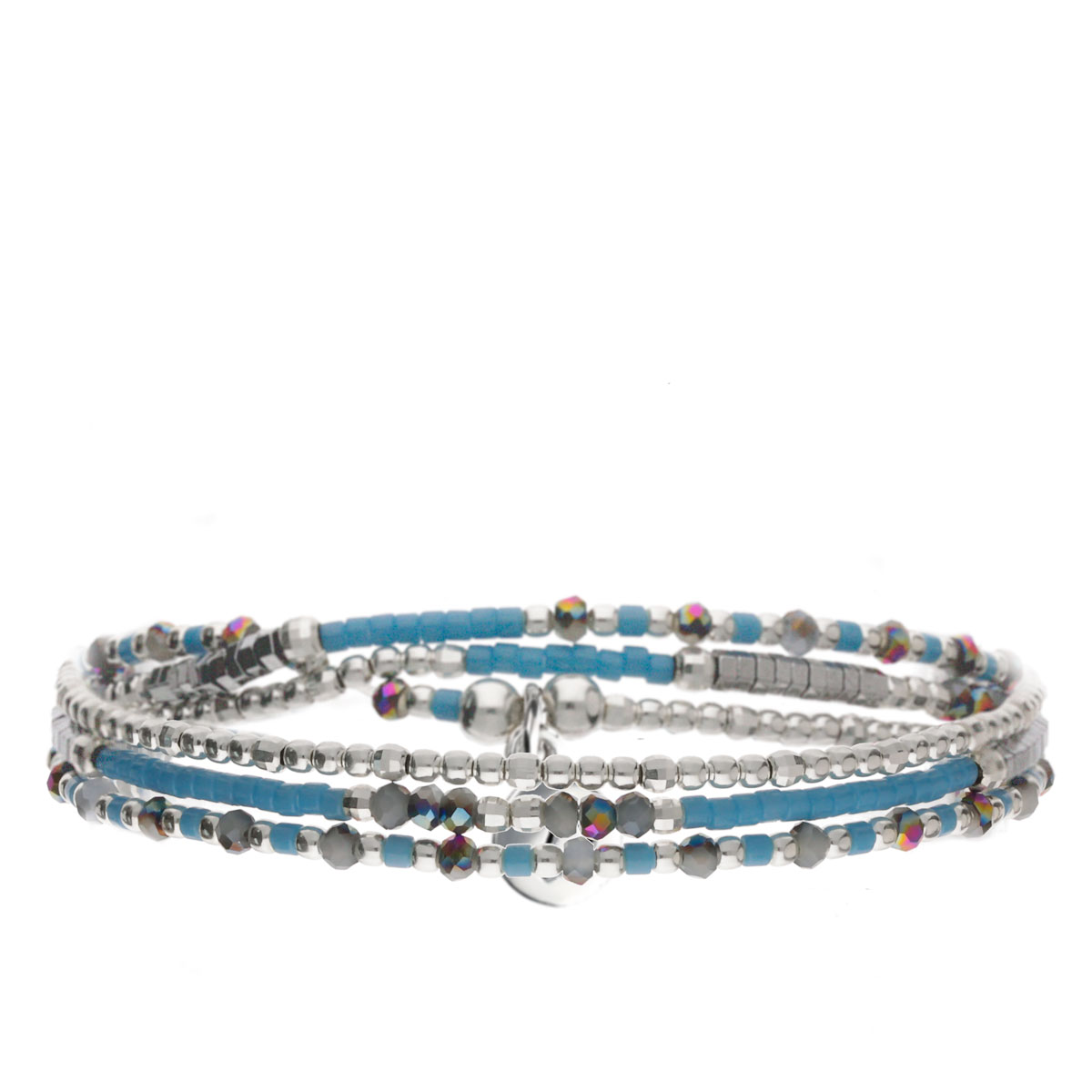 BRACELET ELASTIQUE TROIS TOURS SANTA-GIULIA CERISE BLEU