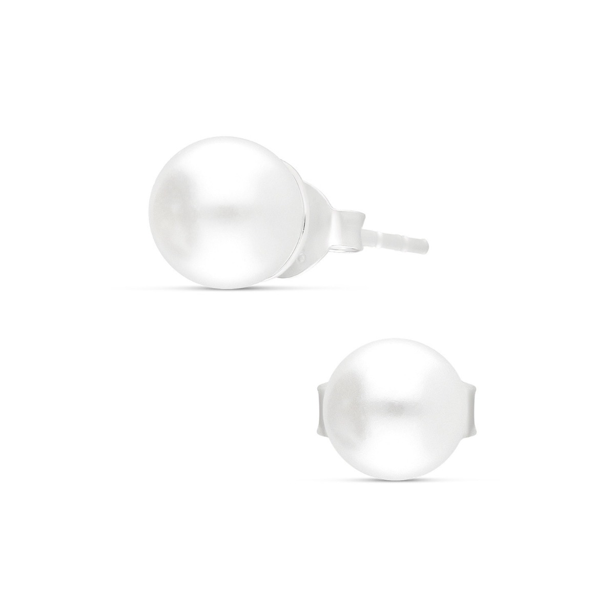 BOUCLES BOULE NACRE BLANCHE 7MM