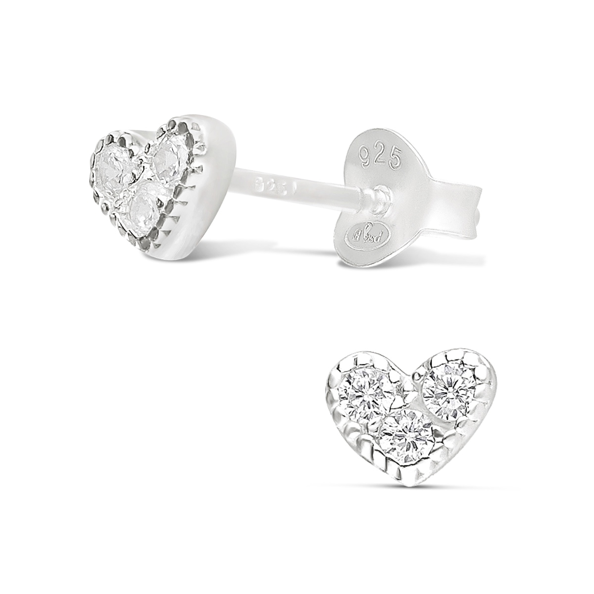 BOUCLES COEUR REMPLI D\'OXYDES 4MM