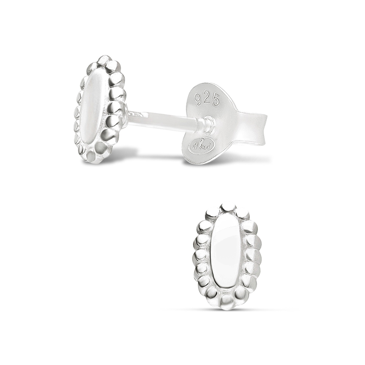 BOUCLES PASTILLE OVALE ENTOURÉE DE POINTS