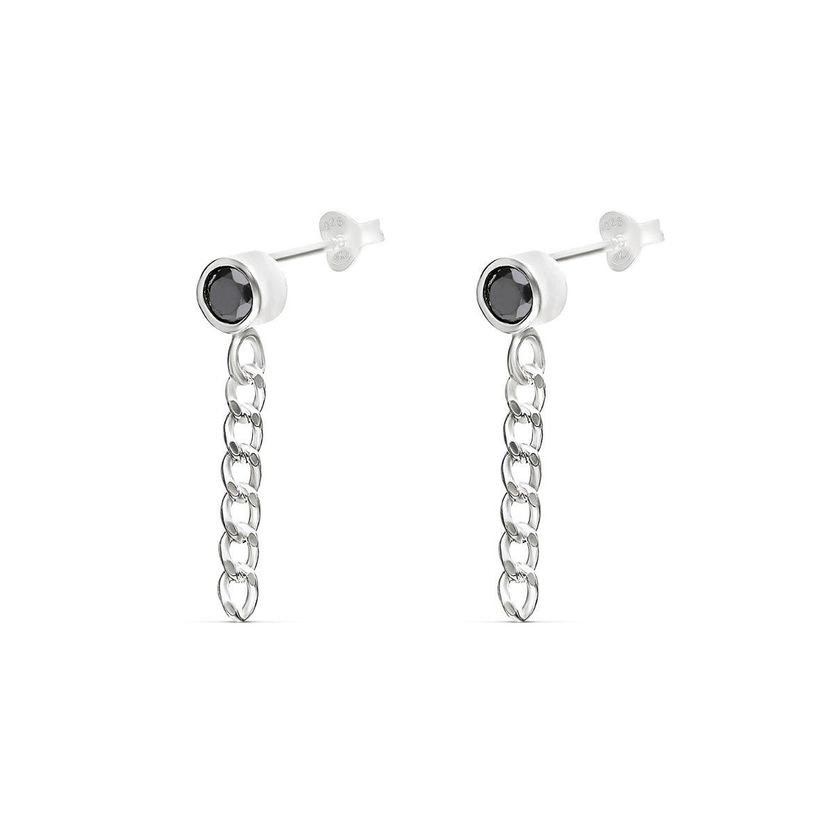 BOUCLES OXYDE NOIR INCRUSTÉ ET CHAÎNE
