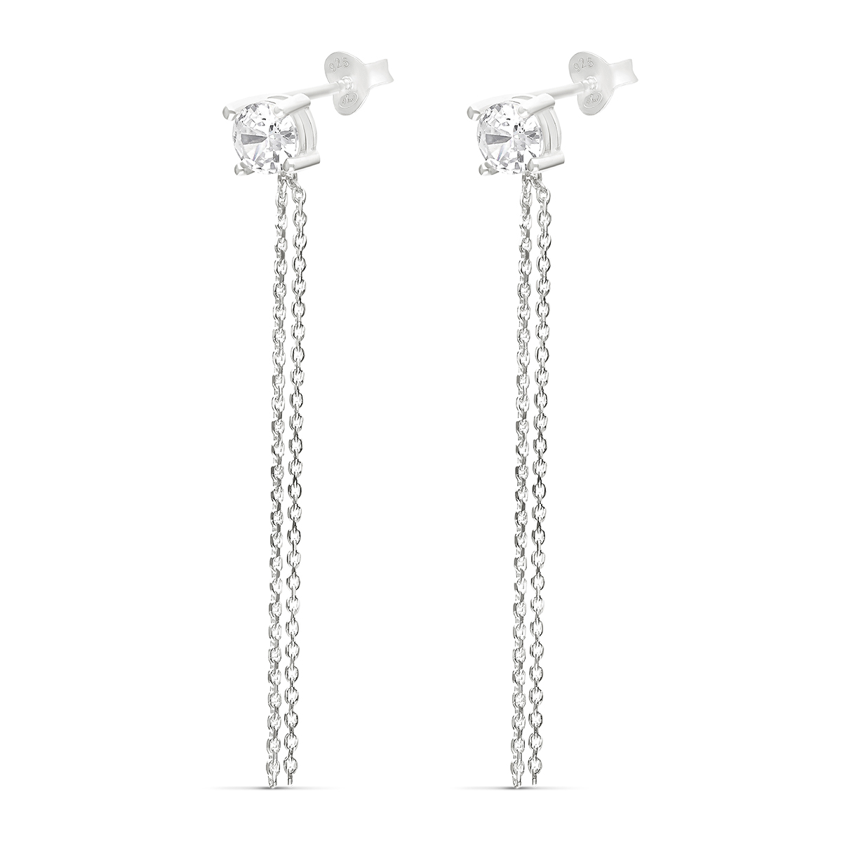 BOUCLES DEUX CHAÎNES PENDANTES ET OXYDE 5MM