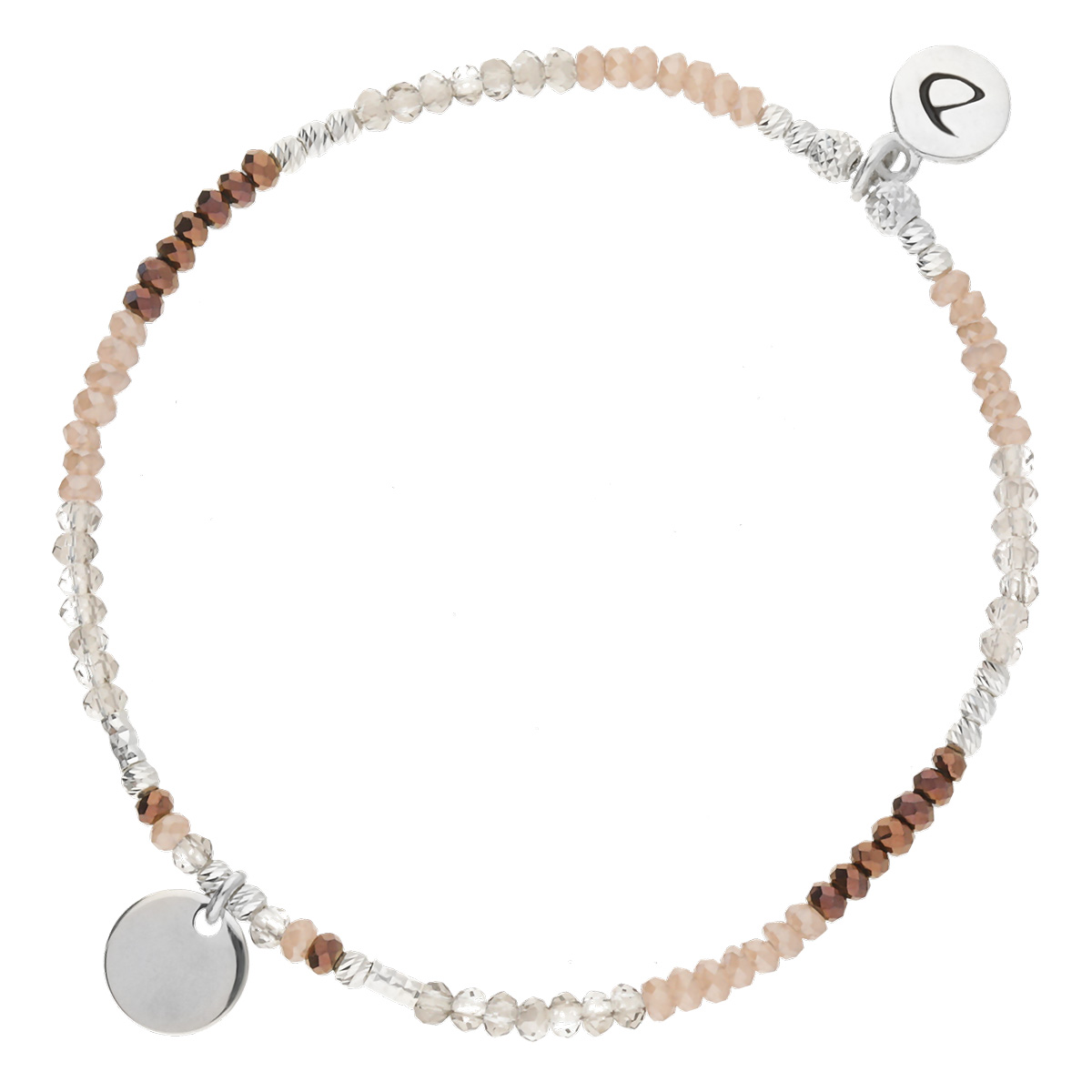 BRACELET ÉLASTIQUE PASTILLE BEIGE CHOCO