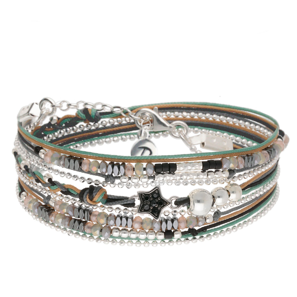BRACELET TRIPLE TOURS ETOILE NOIRE TWEED POSITANO