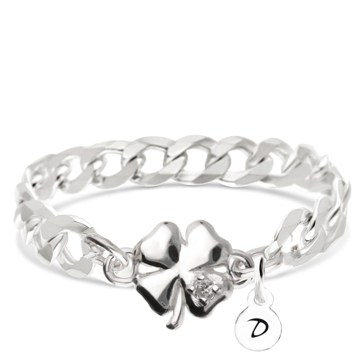 BAGUE CHAÎNE TRÈFLE OXYDE
