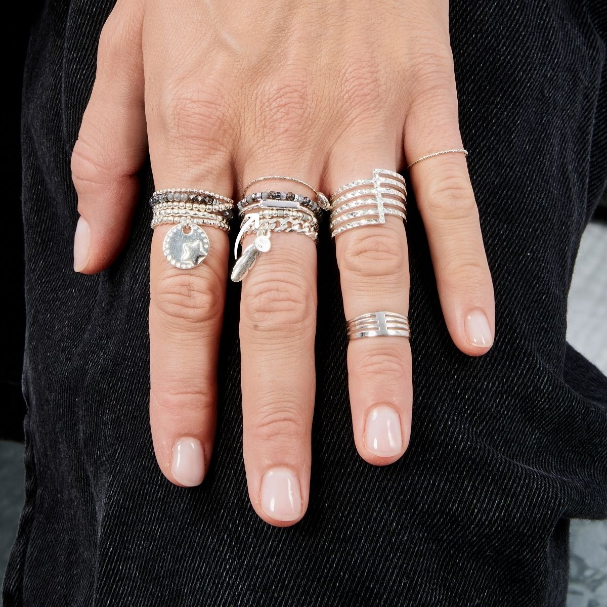 Bague Elastique Basic Gris Mat DORIANE BIJOUX