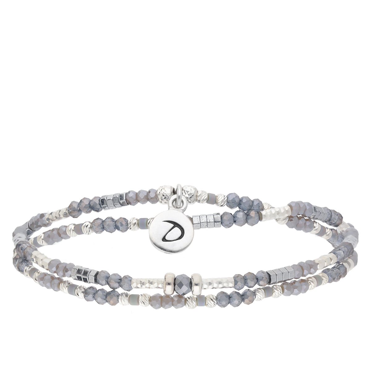 BRACELET DOUBLE ELASTIQUE GRIS SALECCIA