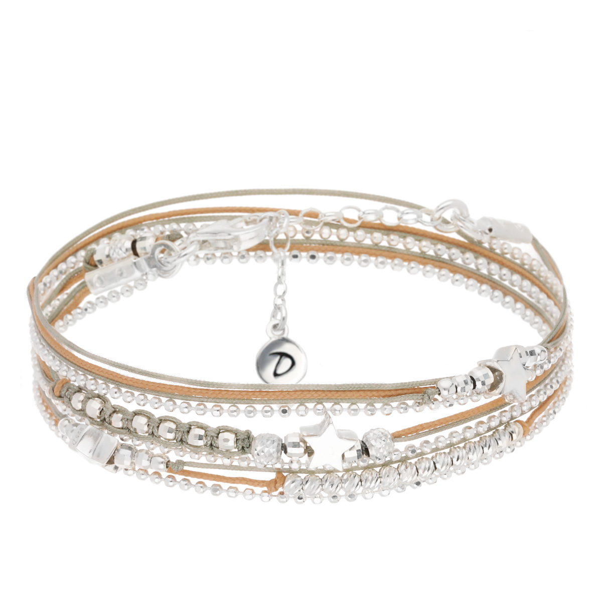 BRACELET TRIPLE TOURS ETOILES MACRAMÉ BEIGE