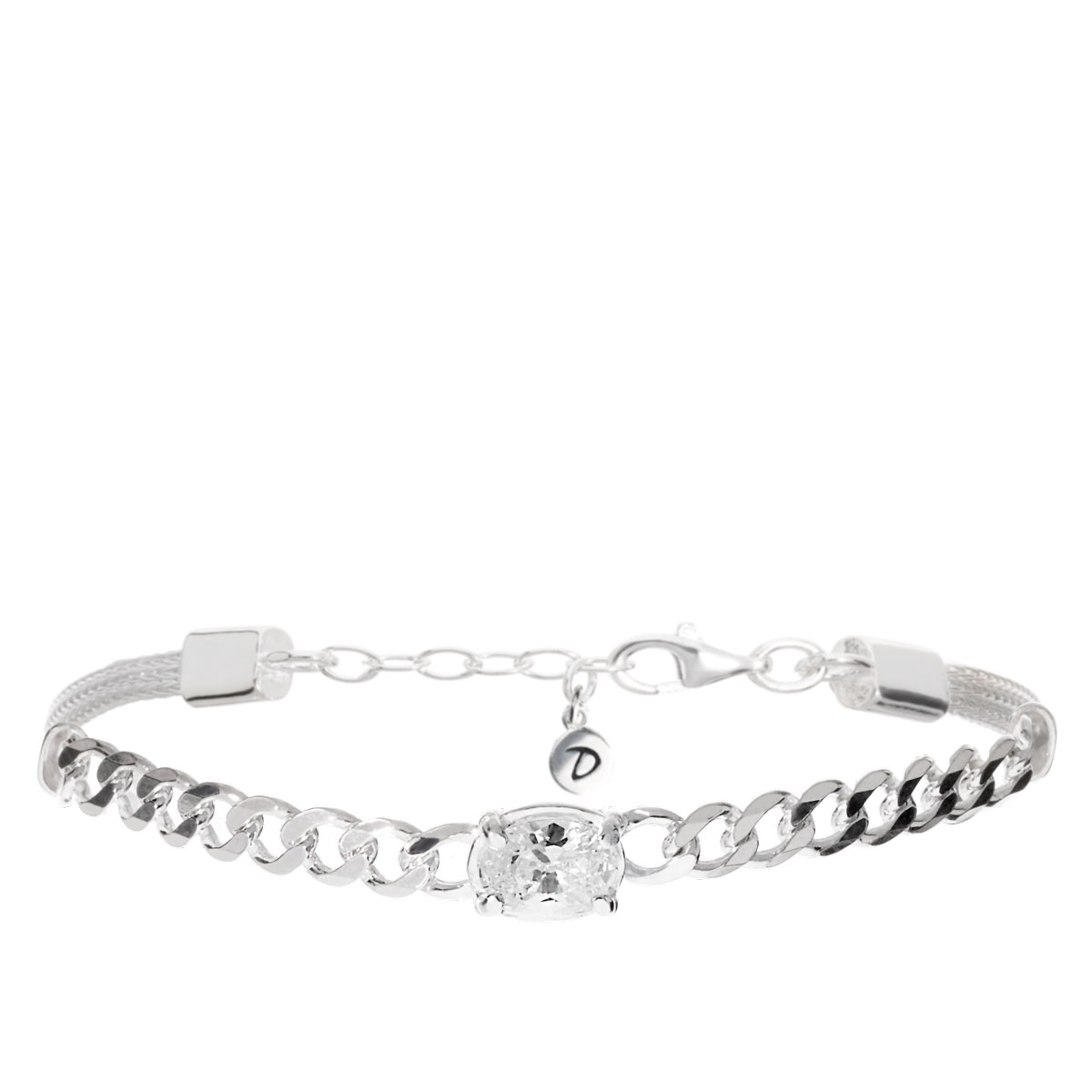 BRACELET OXYDE 8MM GOURMETTE ET CHAÎNE TRESSÉE