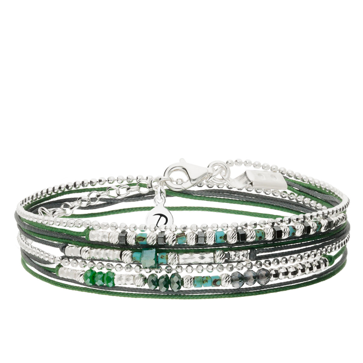 BRACELET MULTI-TOURS VERT KAKI DÉLICAT