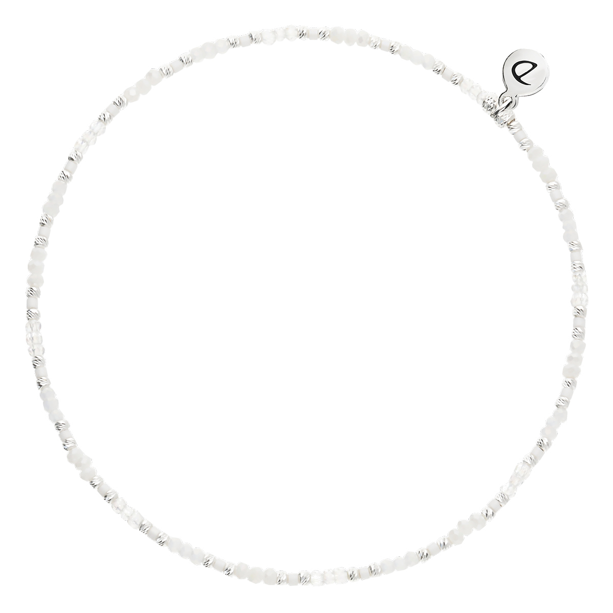 CHEVILLÈRE ÉLASTIQUE PERLES DE VERRE BLANC INTEMPOREL Argent 925
