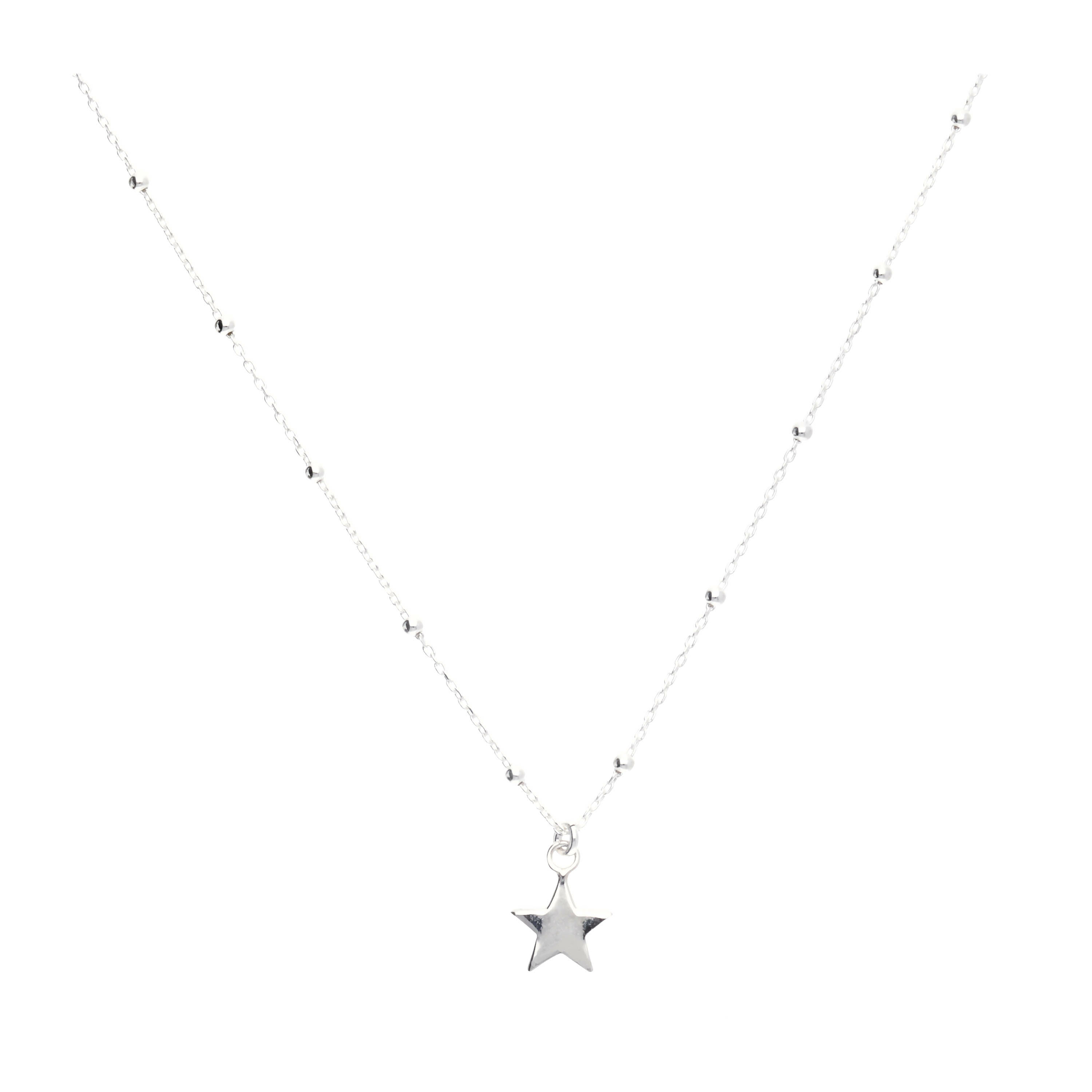 COLLIER CHAÎNE BOULES ÉTOILE LISSE Argent 925