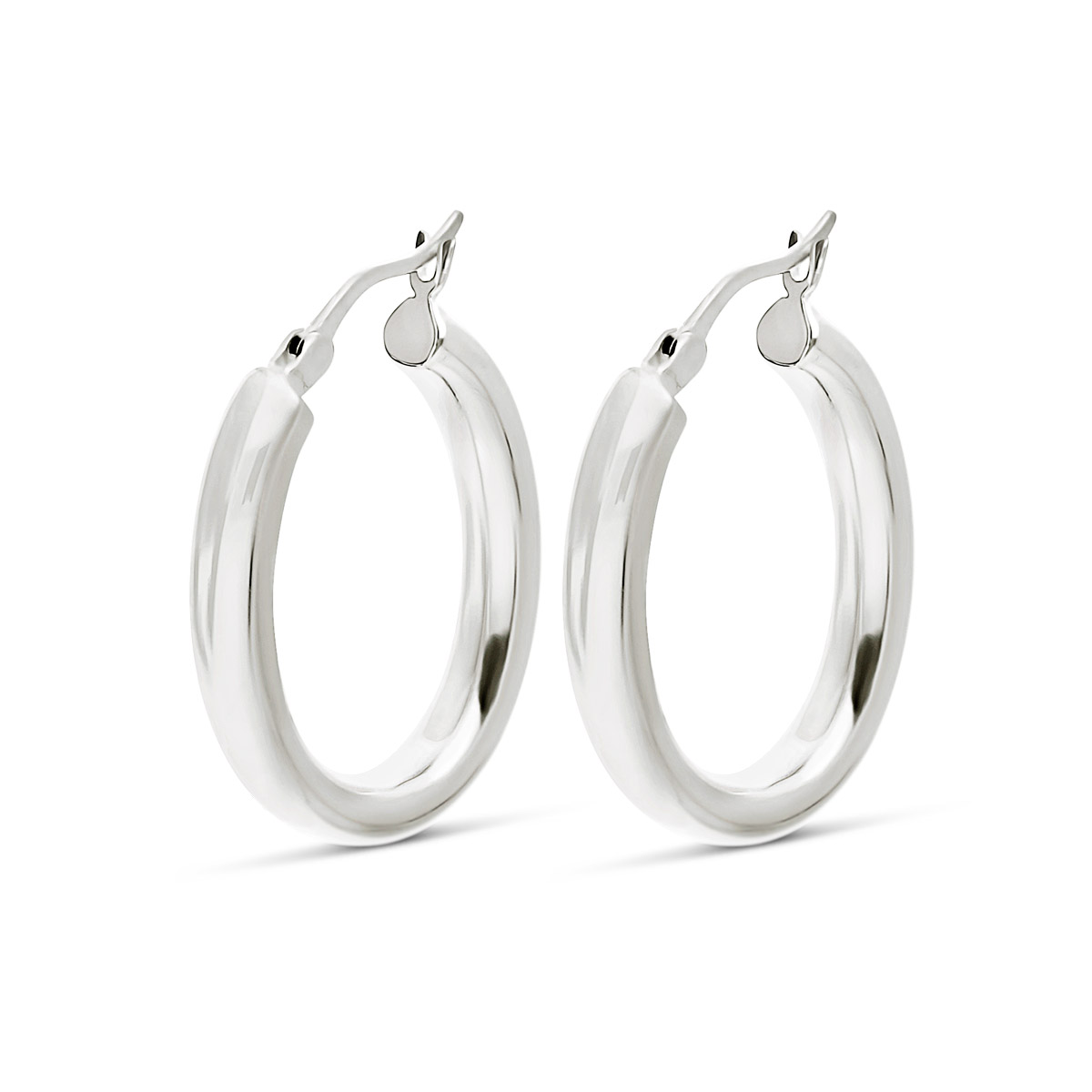 CREOLES OVALES TUBE ROND 20 MM ARGENT 925