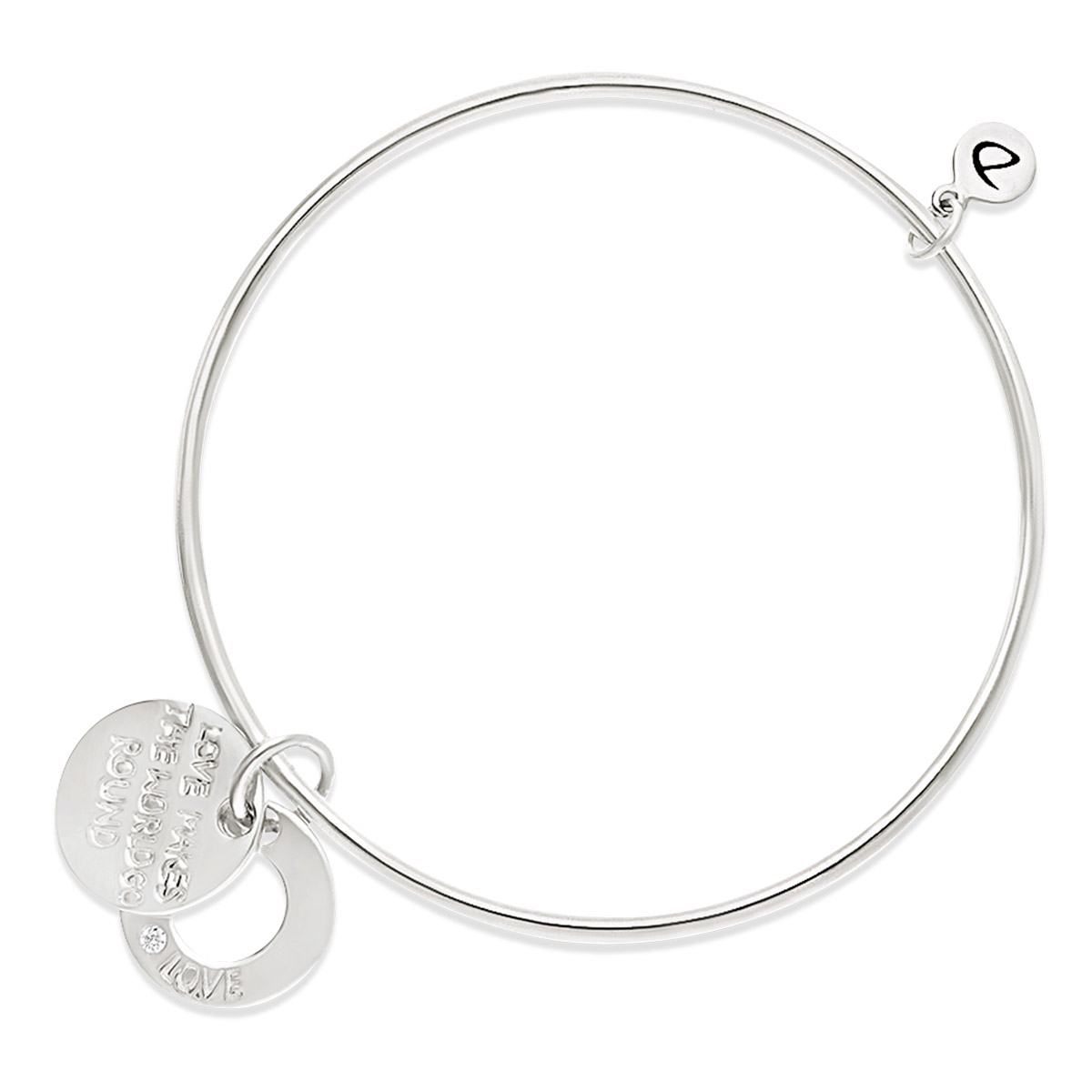 JONC ROND PENDENTIF LOVE MAKES THE WORLD GO ROUND Argent 925