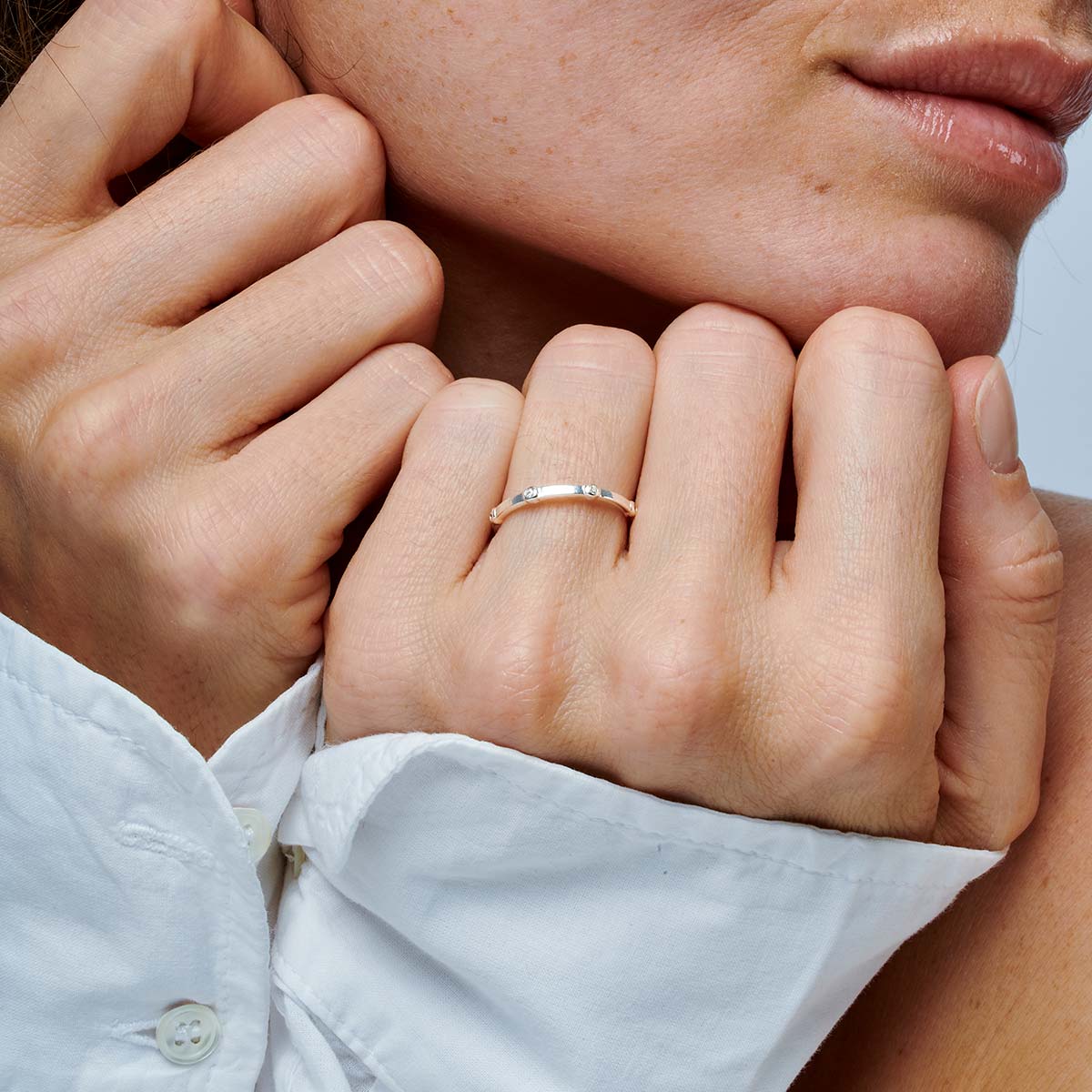 BAGUE ANNEAU 3 OXYDES BLANCS