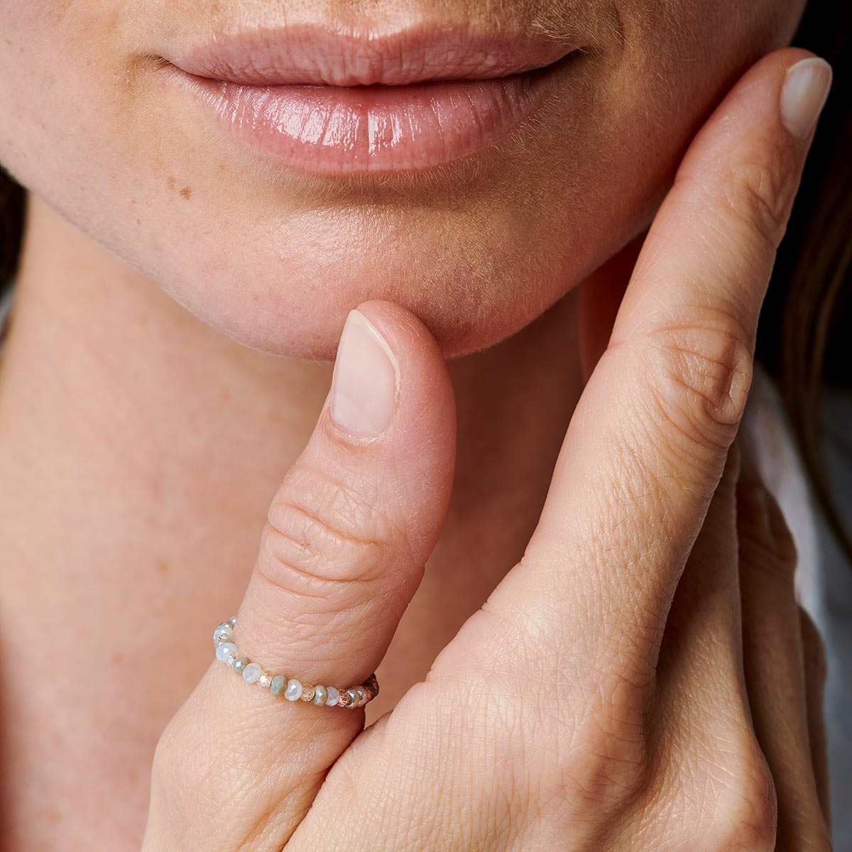 BAGUE ÉLASTIQUE ROSE-BEIGE-GRIS Argent 925