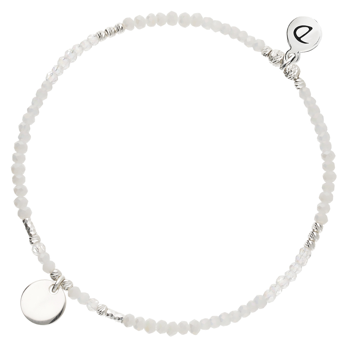 BRACELET ÉLASTIQUE PASTILLE 8 MM BLANC INTEMPOREL Argent 925 Gravable