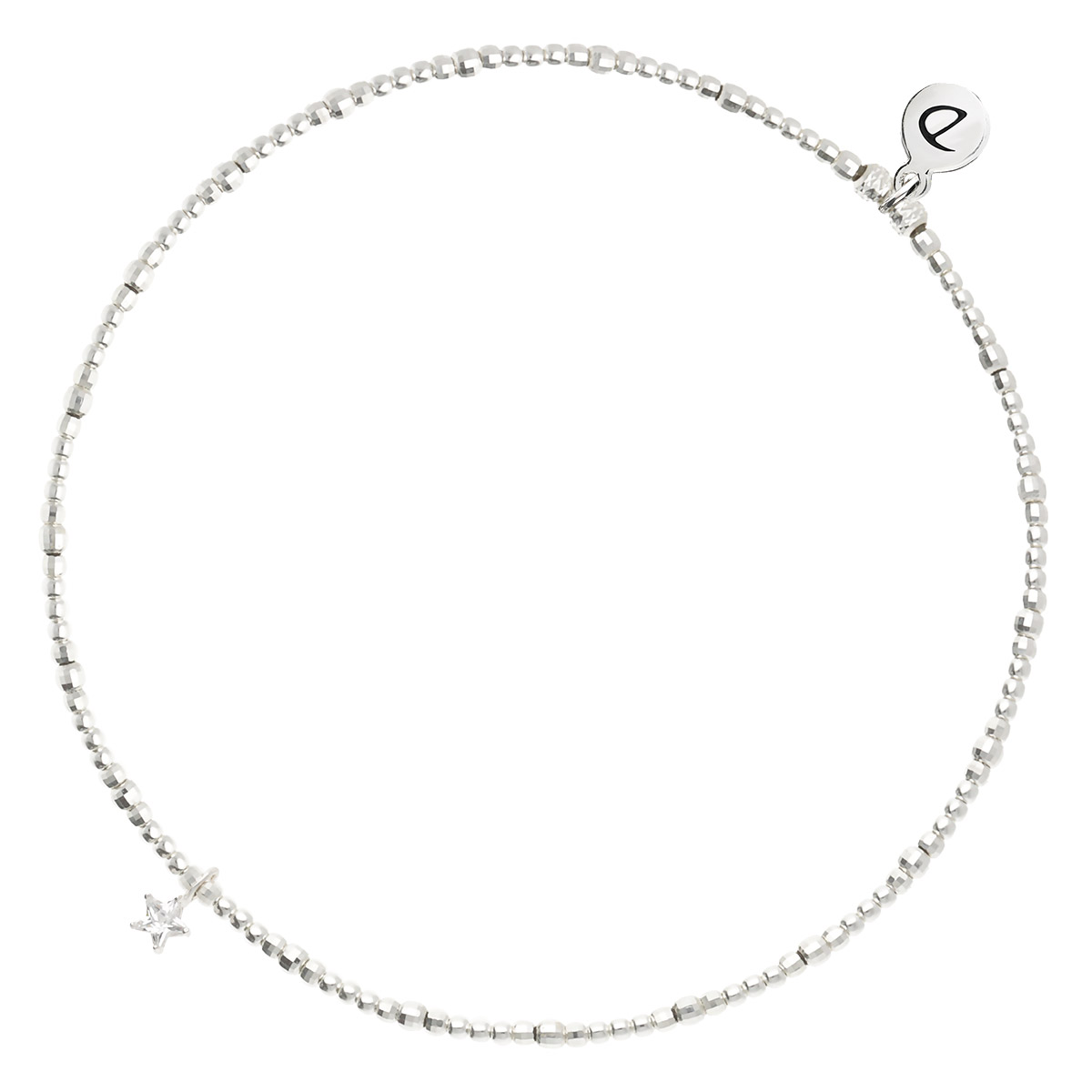 CHEVILLÈRE ÉLASTIQUE BOULES ÉTOILE OXYDE DE ZIRCONIUM Argent 925