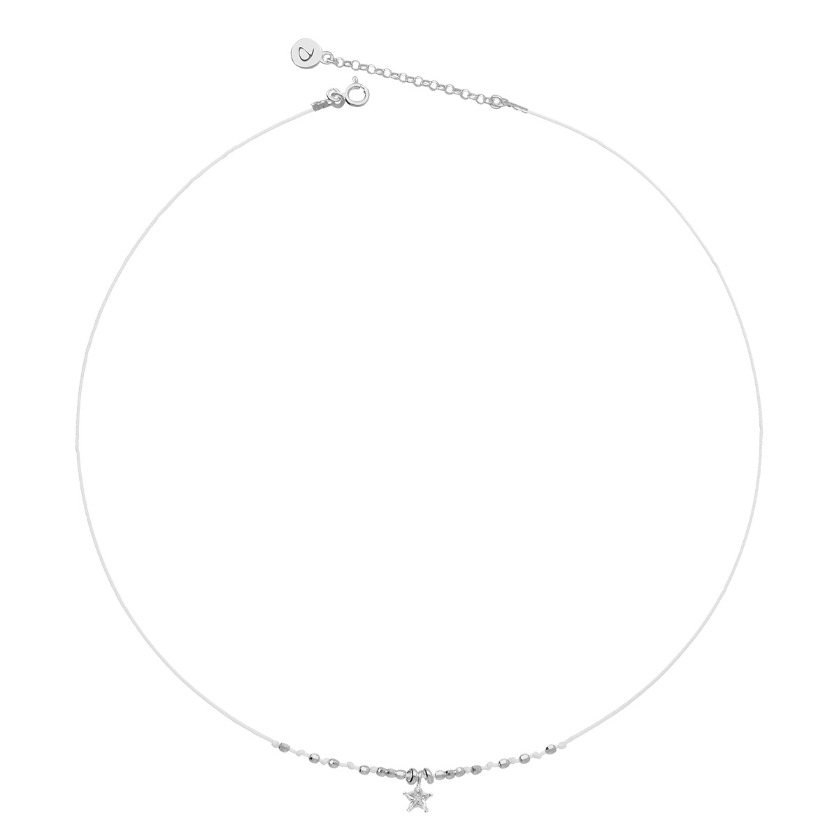COLLIER CORDON BLANC ÉTOILE OXYDE DE ZIRCONIUM Argent 925