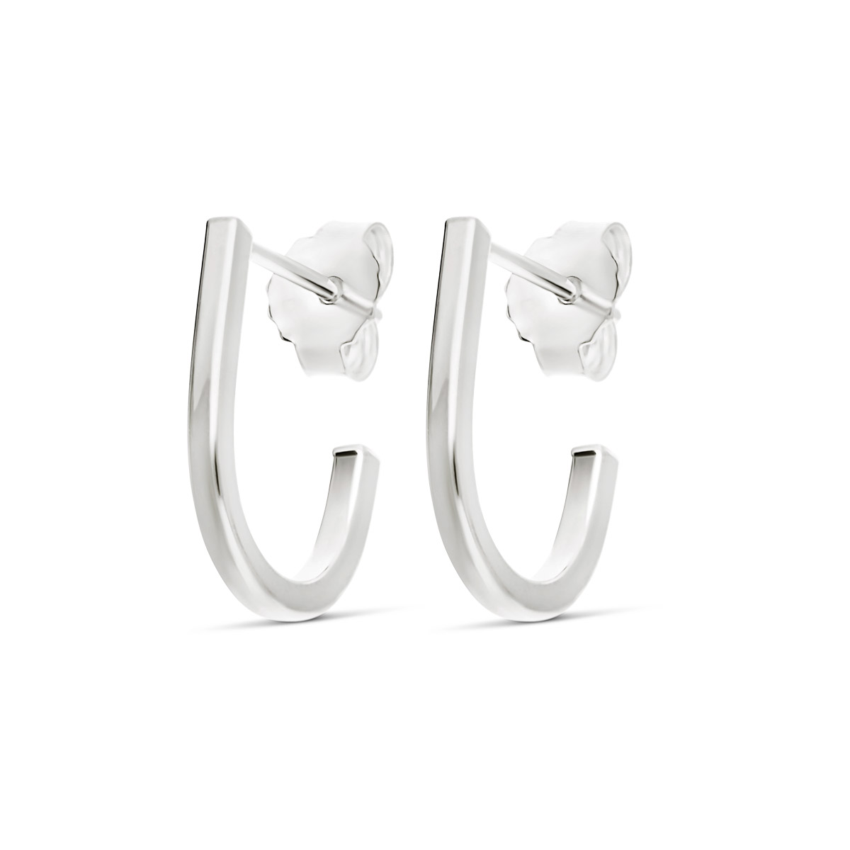BOUCLE D\'OREILLE CRÉOLES TUBE CARRÉ LISSE 15x13 MM Argent 925