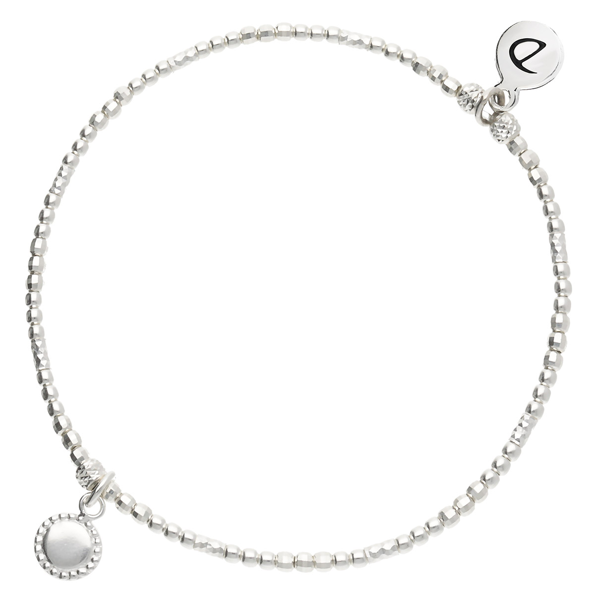 BRACELET ÉLASTIQUE BOULES PASTILLE MARTELÉE Argent 925