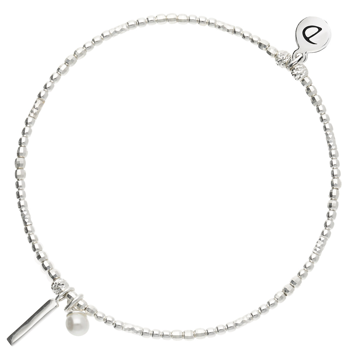 BRACELET ÉLASTIQUE BOULES BARRE ET PERLE NACRÉE Argent 925
