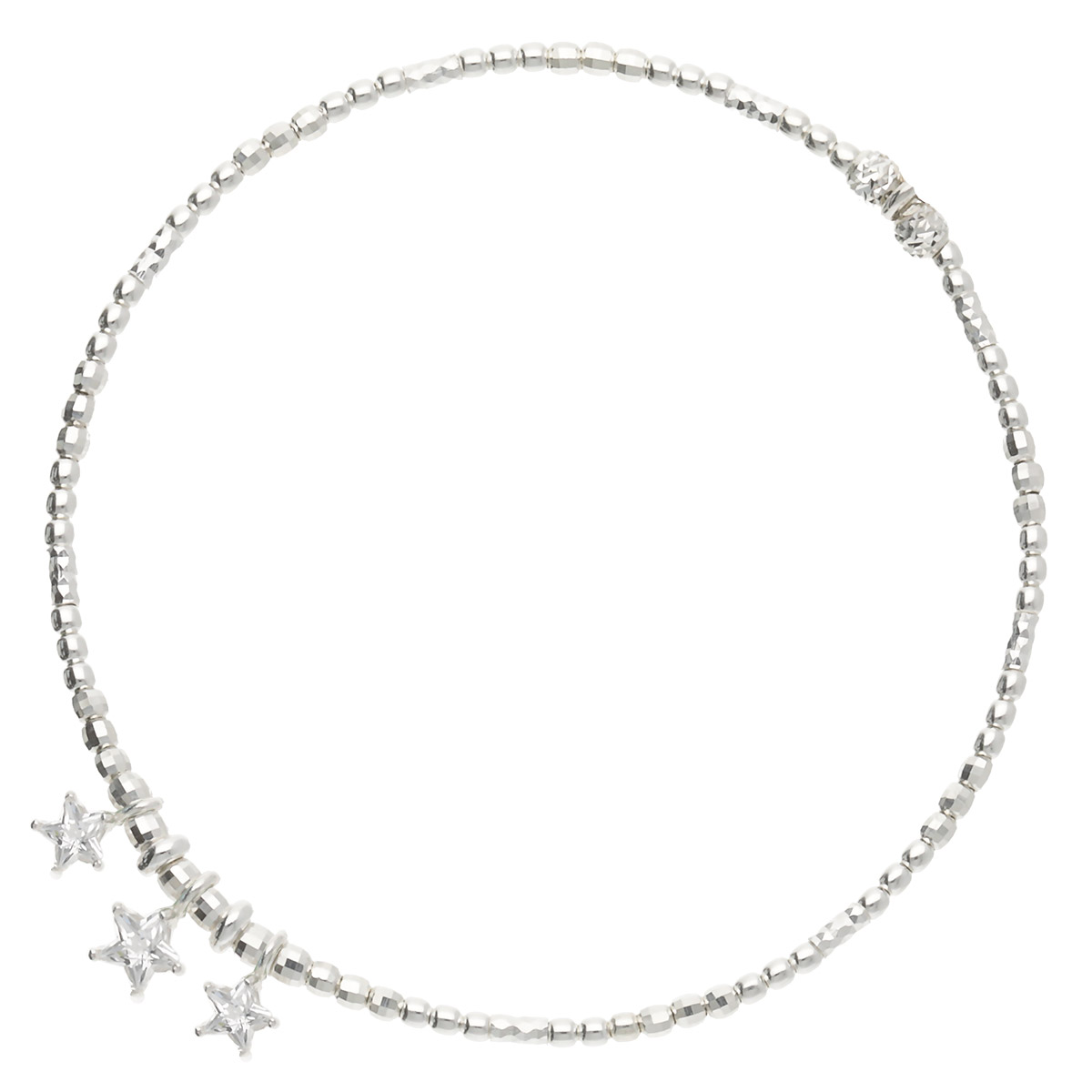 BRACELET ÉLASTIQUE BOULES 3 PETITES ÉTOILES Argent 925