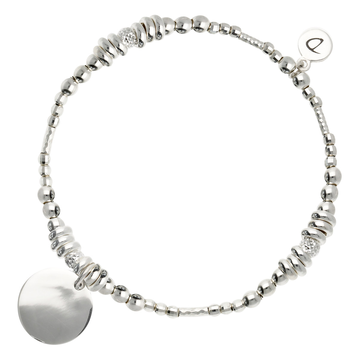 BRACELET ÉLASTIQUE BOULES PASTILLE 14 MM Argent 925 Gravable