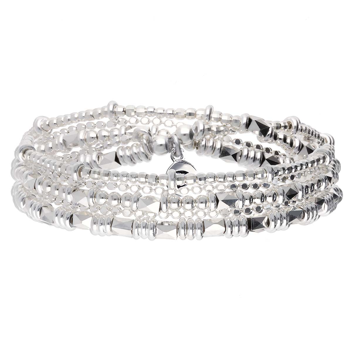 BRACELET ÉLASTIQUE 3 TOURS TENDANCE ROCK AVEC UNE CHAINE Argent 925