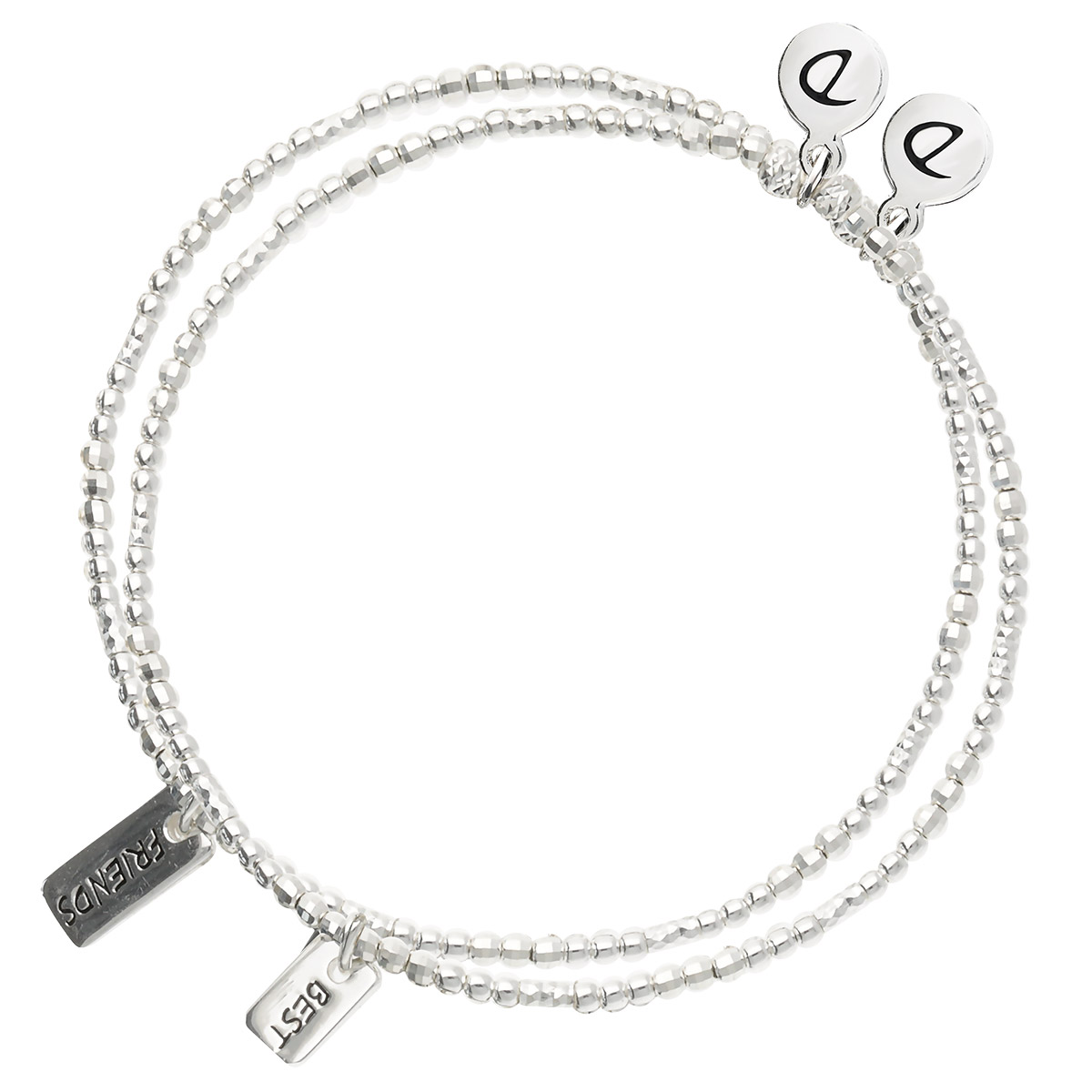 DUO DE BRACELETS ÉLASTIQUES BEST ET FRIENDS VENDUS ENSEMBLE Argent 925