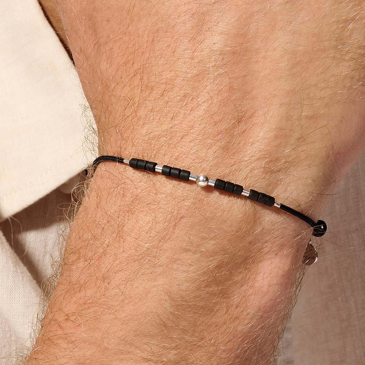 BRACELET HOMME SILVER BLACK MEN