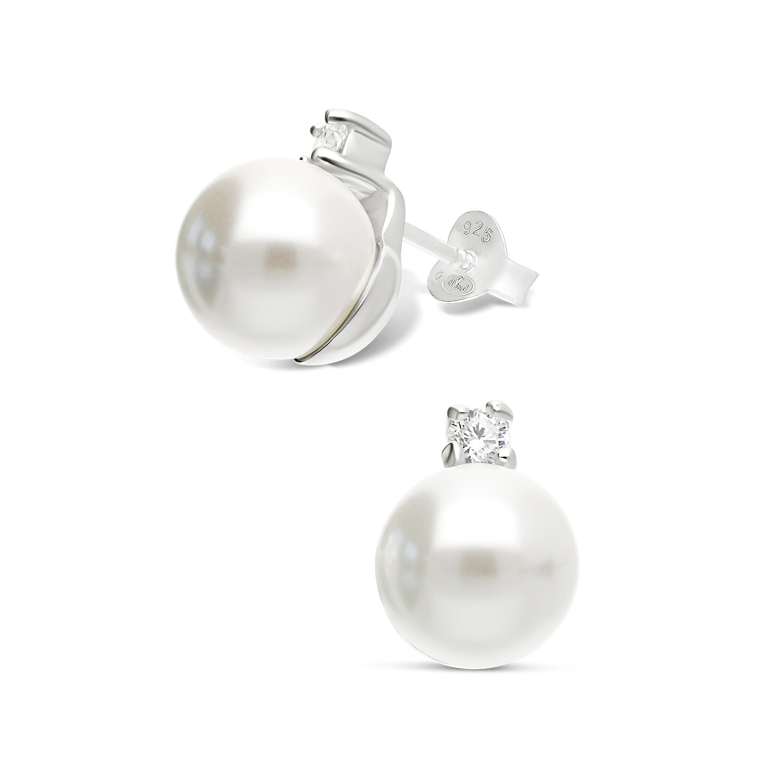 BOUCLES PERLE NACRÉE 10 MM ET PETIT OXYDE ARGENT 925