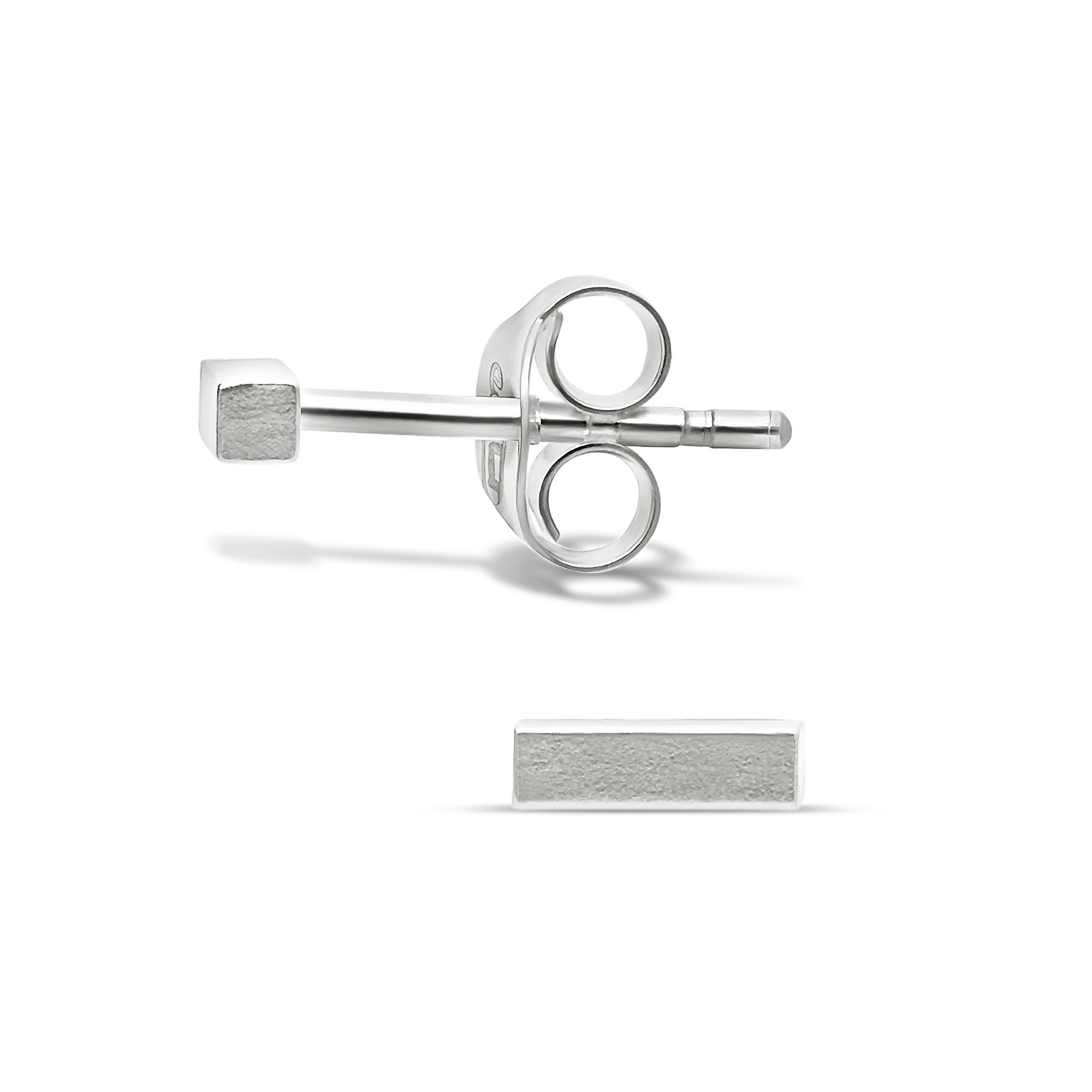 BOUCLES RECTANGLE LISSE ÉPAIS ARGENT 925