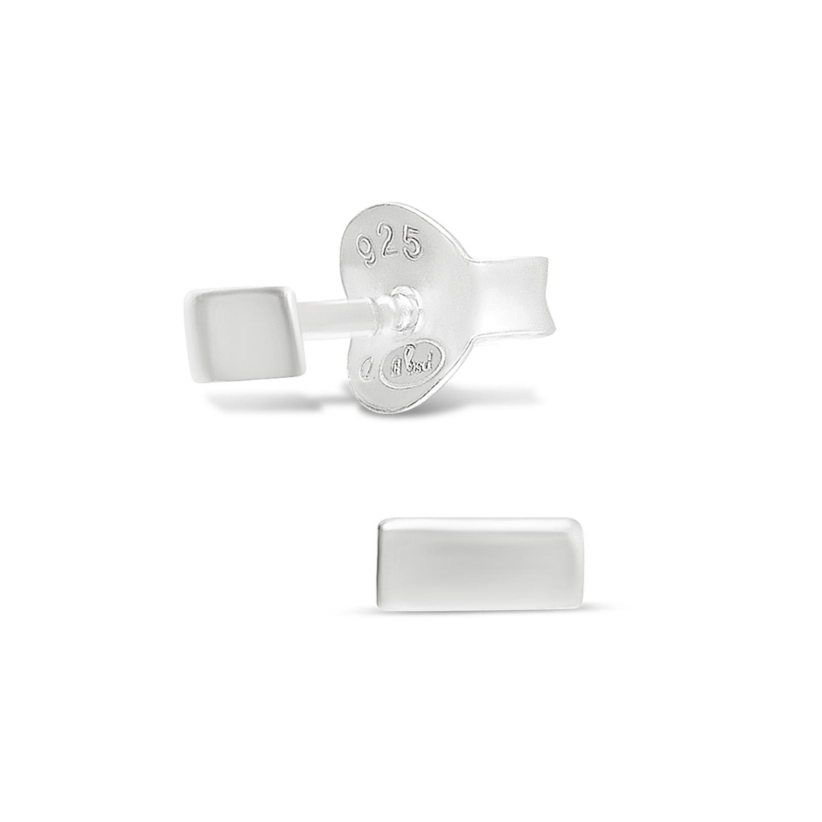BOUCLES RECTANGLE LISSE ARGENT 925