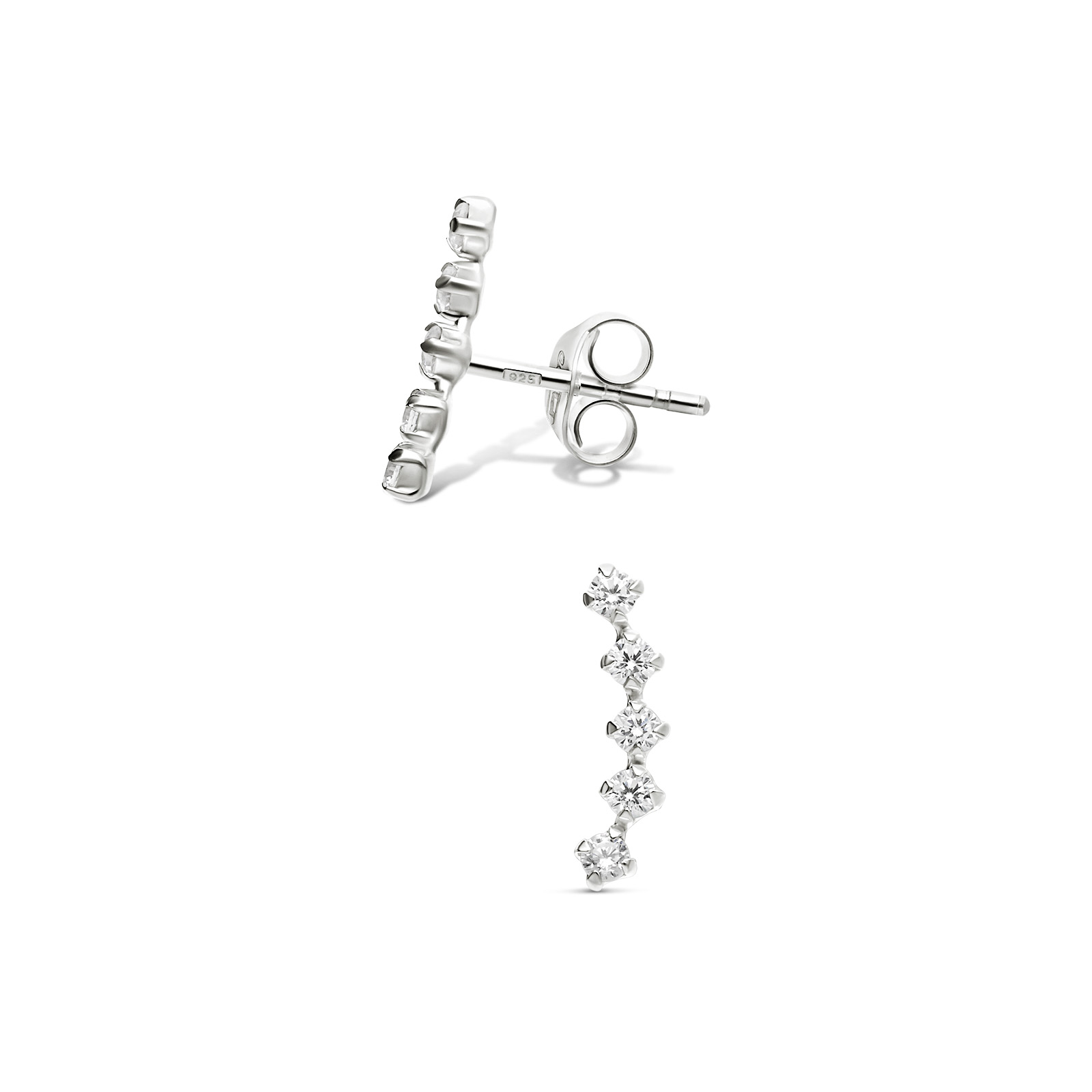 Boucles Incurvées Zirconium En Argent 925
