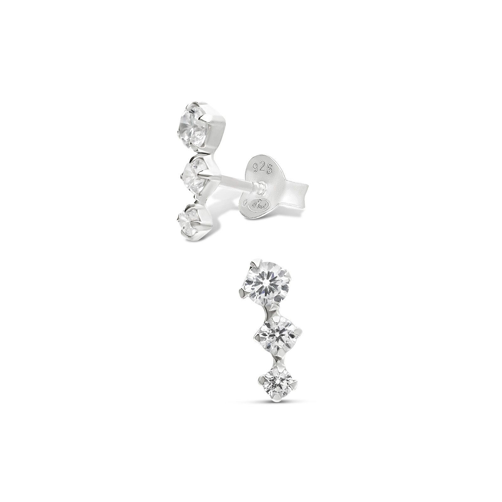 Boucles Incurvées 3 Oxydes 3MM En Argent 925