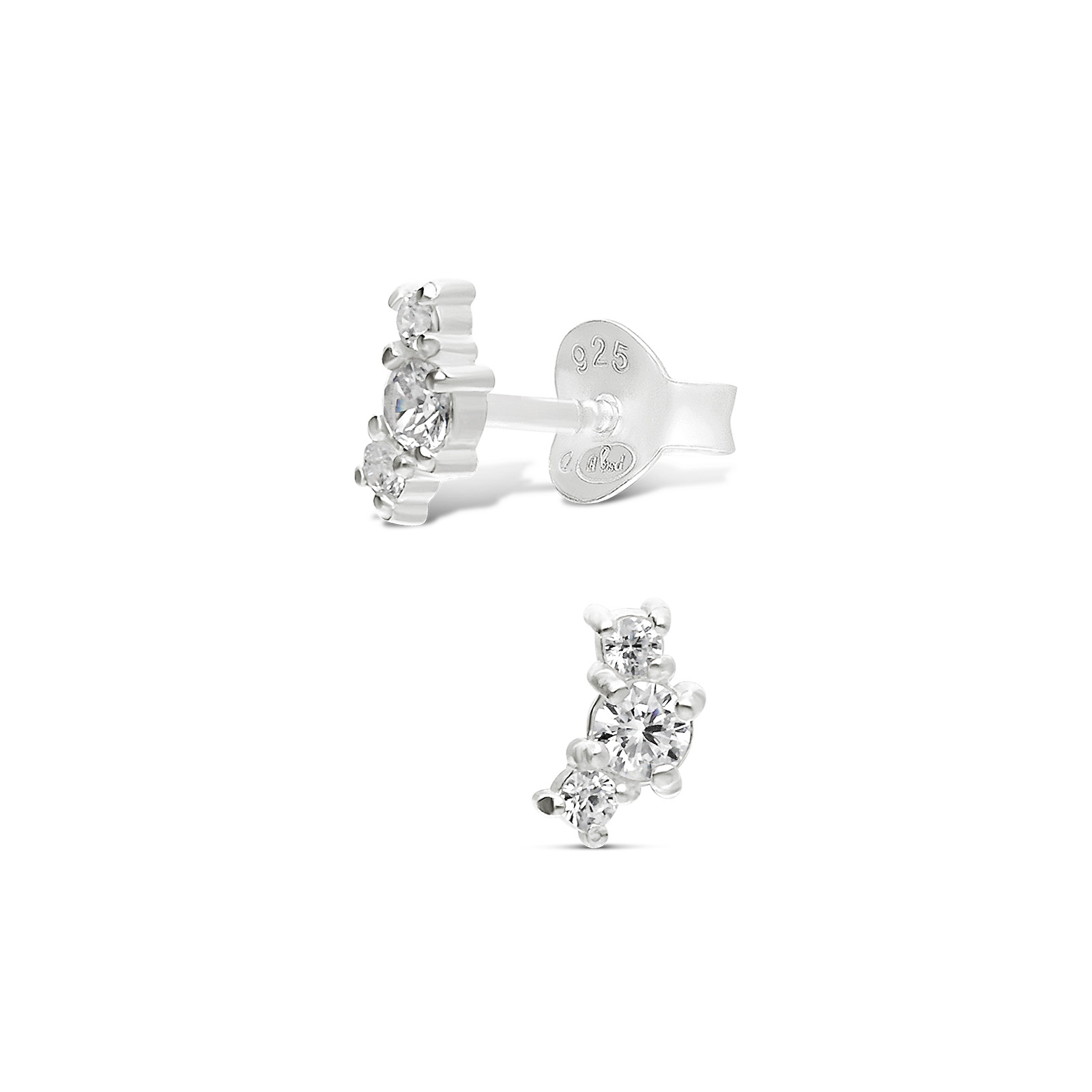 BOUCLES PETITE COURONNE OXYDE ARGENT 925