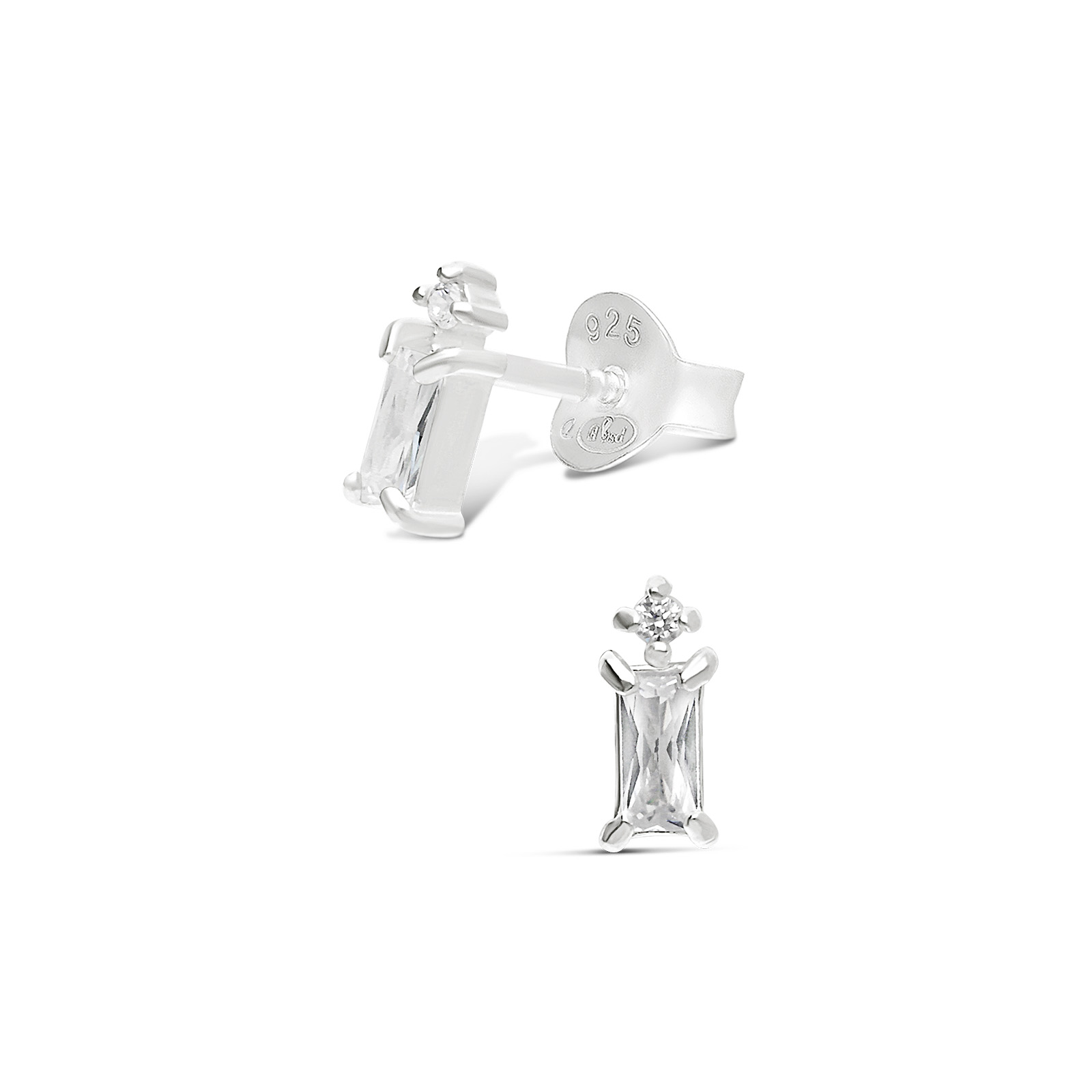 BOUCLES OXYDE RECTANGLE ET PETIT OXYDE ARGENT 925