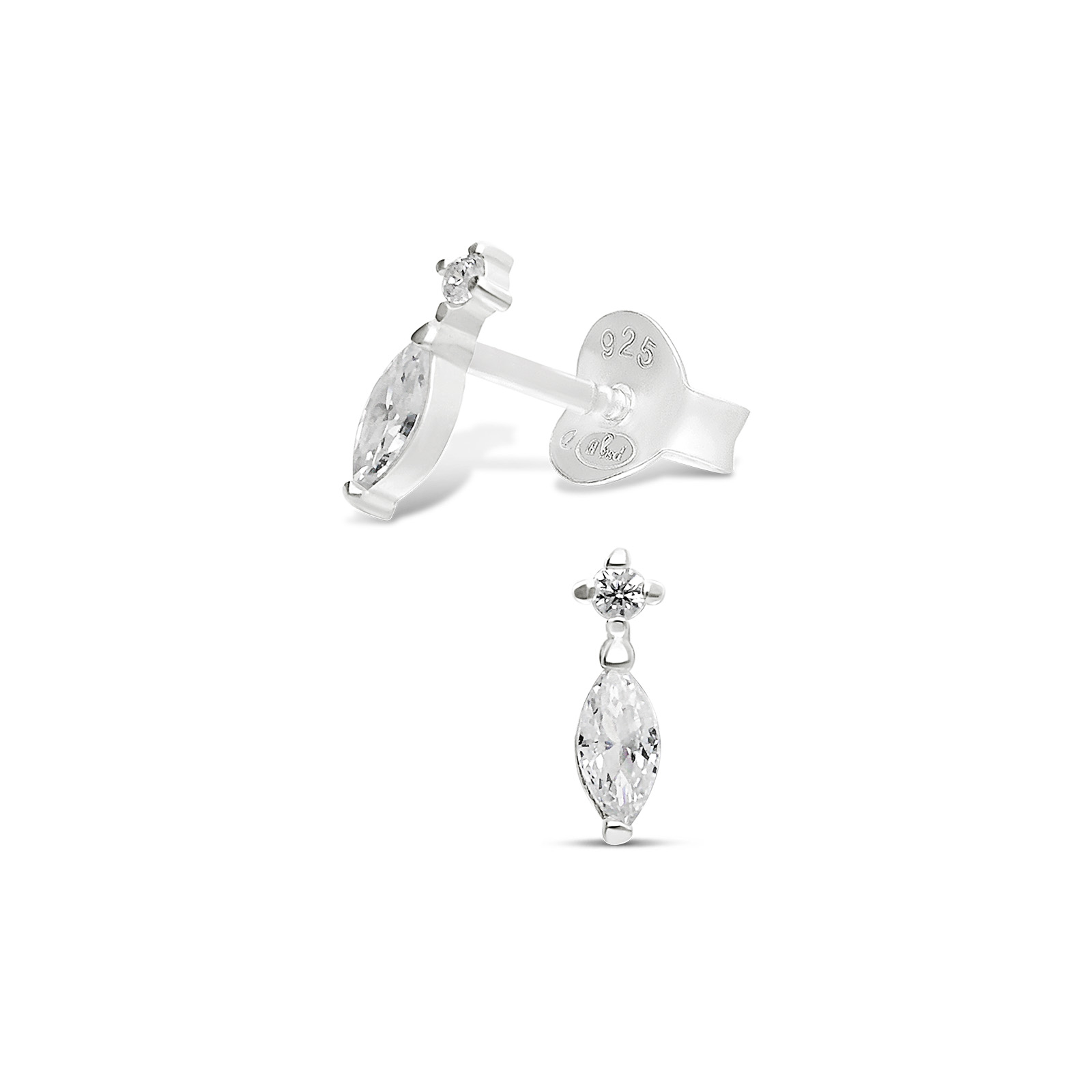 BOUCLES ZIRCONIUM OLIVE ET PETIT OXYDE ARGENT 925