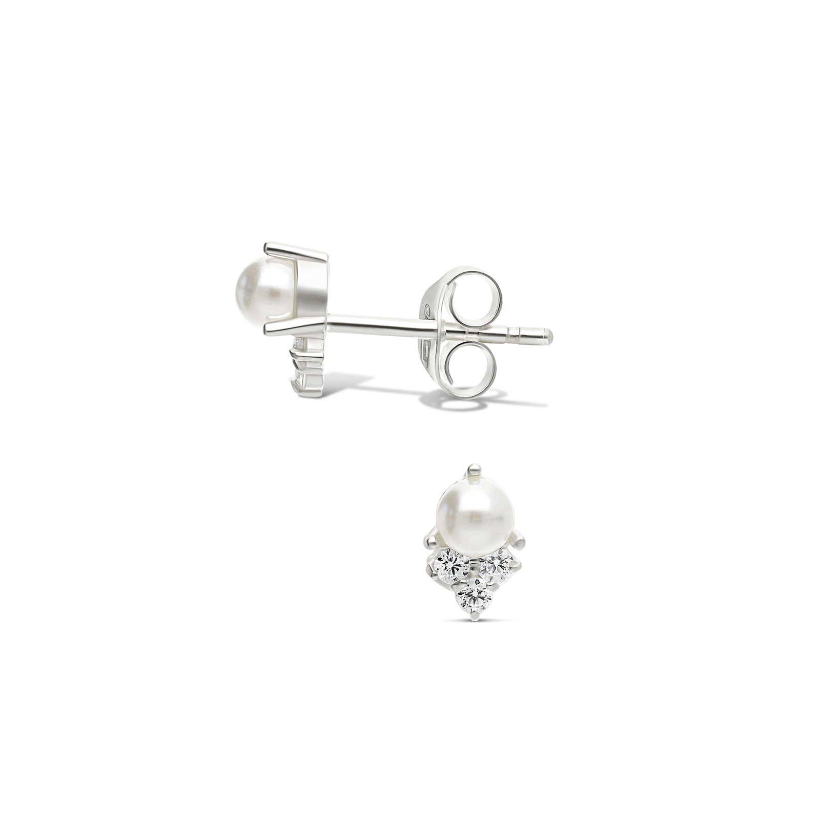 Boucles Nacre Blanche 3MM Et Oxyde En Argent 925