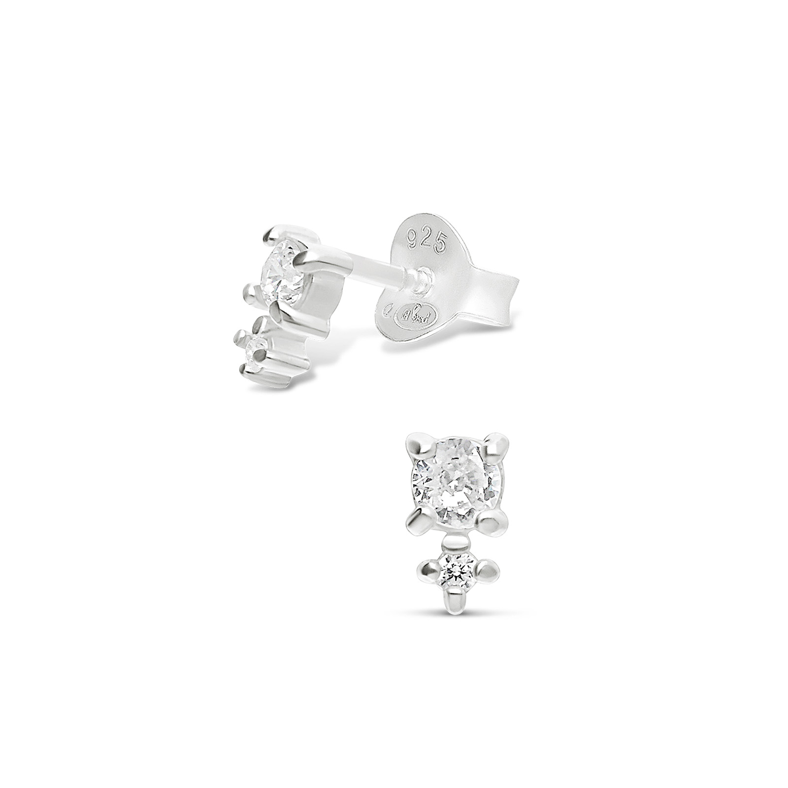 BOUCLES OXYDE ET PETIT LOSANGE  ARGENT 925