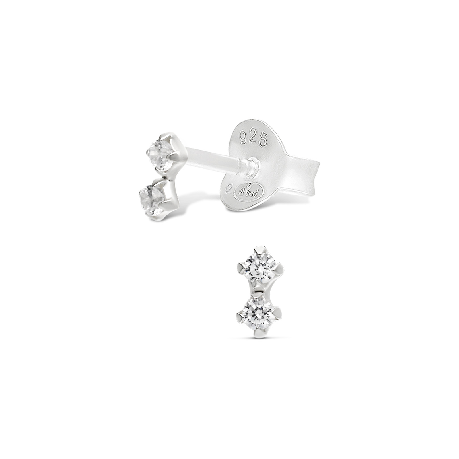 Boucles 2 Petits Oxydes En Argent 925