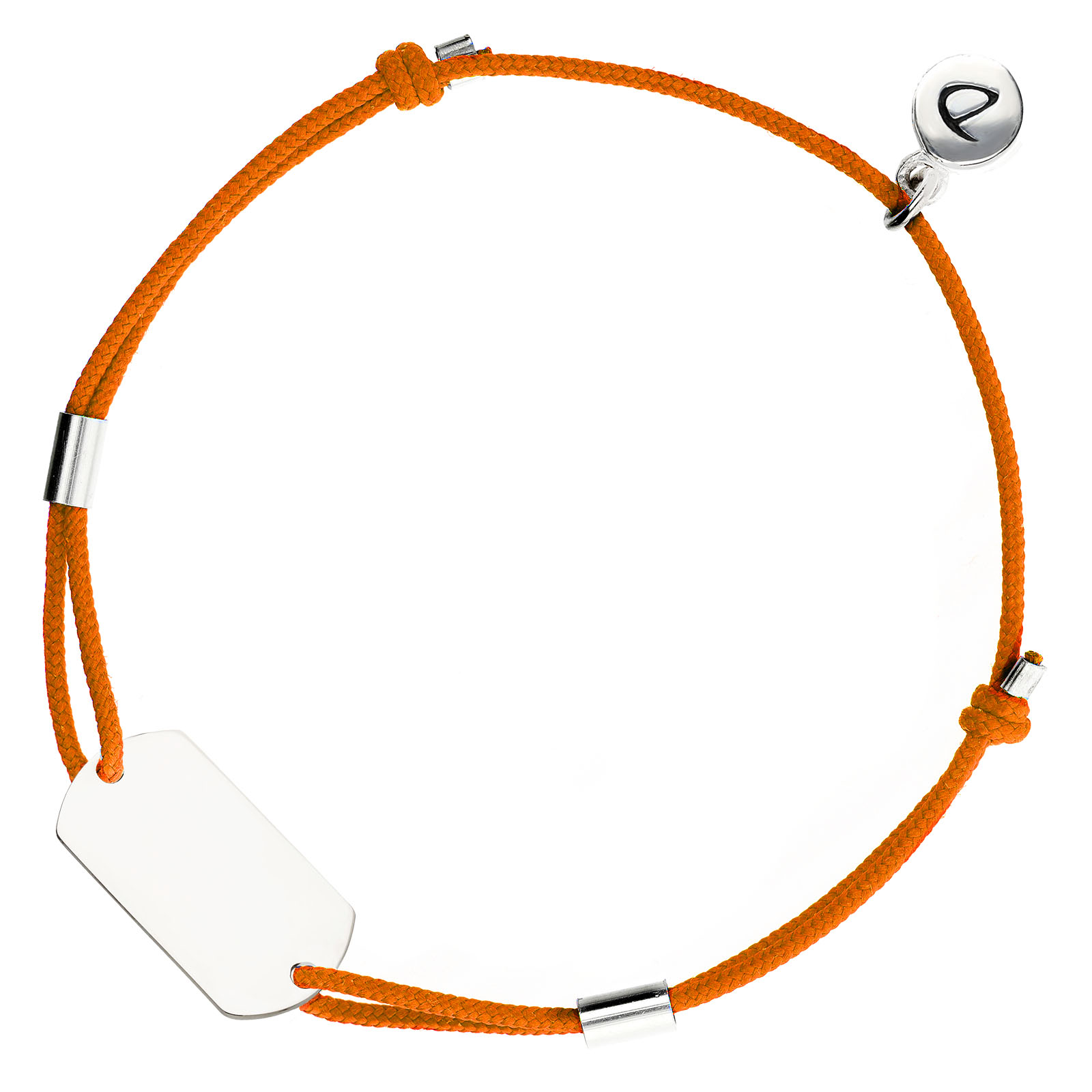 BRACELET HOMME PLAQUE ARGENT À GRAVER - CORDON ORANGE