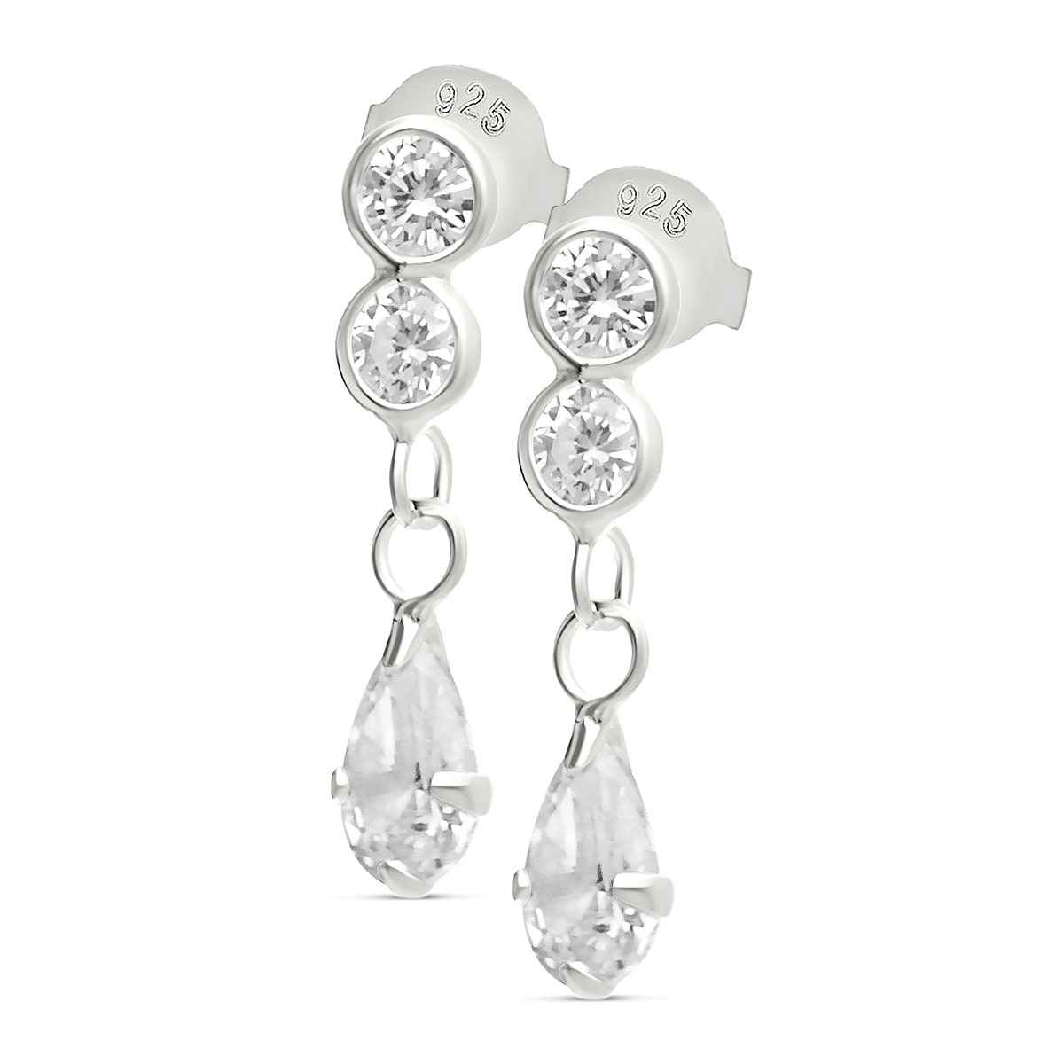 BOUCLES D\'OREILLES PENDANTES DOUBLE OXYDE ET GOUTTE ARGENT 925
