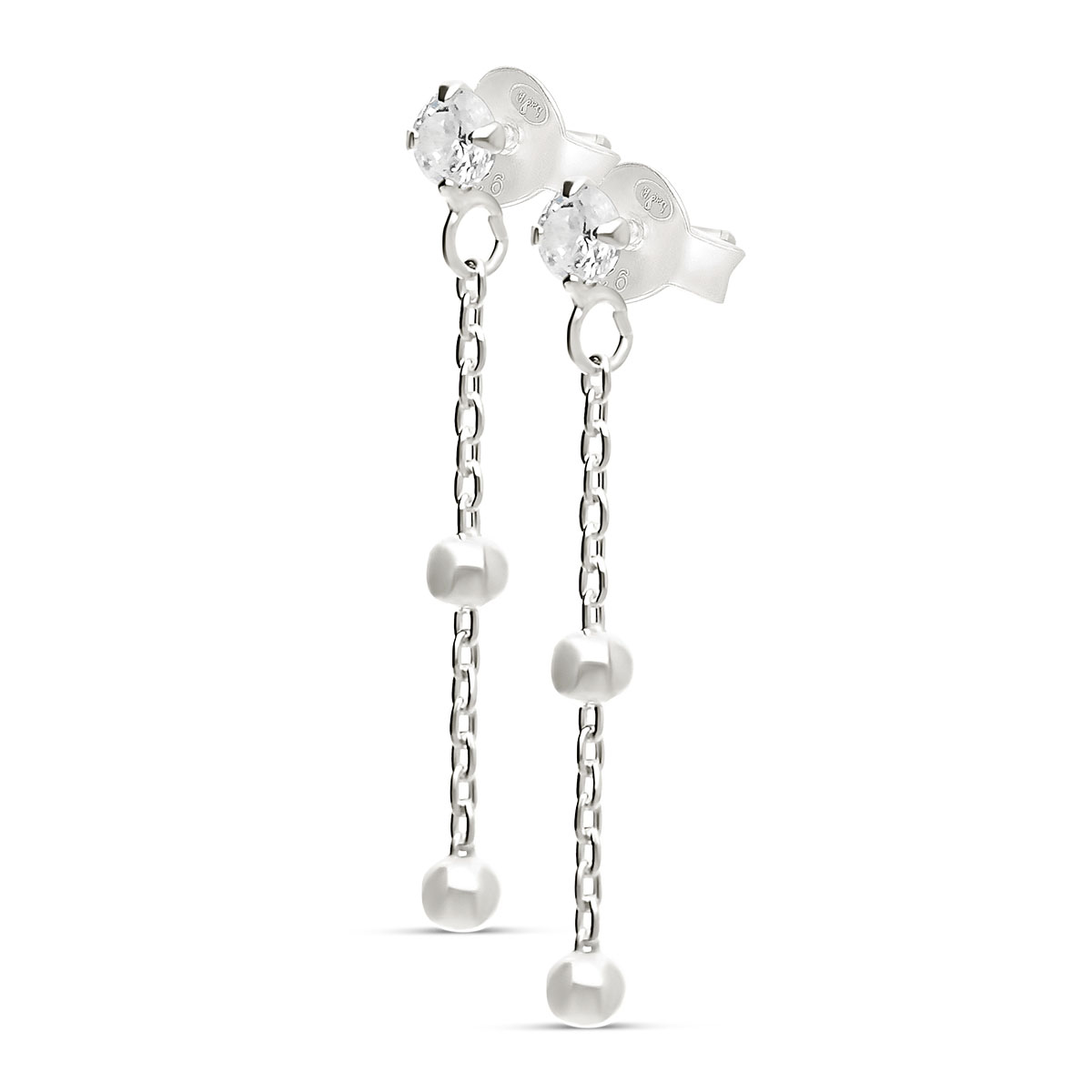 BOUCLES D\'OREILLES PENDANTES BOULES ARGENT 925